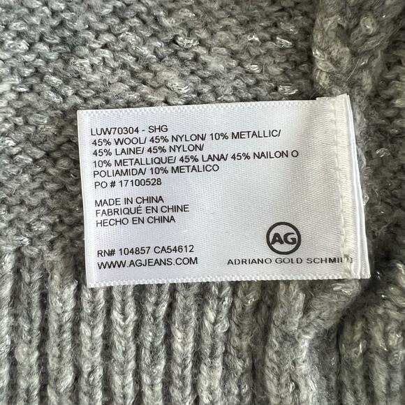 AG Adriano Goldschmied Noelle Metallic Shimmer Wool Blend Bell Sleeve Sweater - Picture 8 of 8